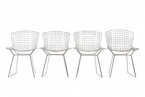 Mid Century Silver Wire Dining Side Chairs by Bertoia for Knoll - Picture 1 of 13