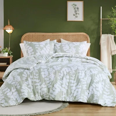 Modern Floral Print Reversible Twin XL Full Queen King Comforter Set All Season - Image 1 of 4