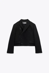 NUEVO CON ETIQUETAS BLAZER MEZCLA DE LANA RECORTADA ZARA NEGRO - REF. 2469/477 S $119 - Imagen 1 de 8