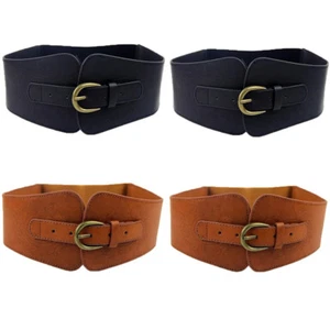 Damen Kunstleder Totem Elastisch Stretch Super Breit Korsett Cinch Frauen Gürtel - Bild 1 von 3