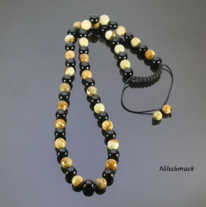 Collar de perlas de jaspe de piedra preciosa para hombre Shamballa cadena ajustable - Imagen 1 de 2