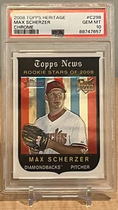 2008 Topps Heritage Chrom Rookie 0607/1959 Max Scherzer #C298 Arizona PSA 10 - Bild 1 von 4