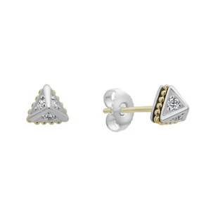 Aretes pequeños piramidales de diamantes LAGOS KSL de plata de ley y oro amarillo de 18 quilates - Imagen 1 de 3
