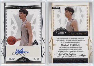 2022-23 Leaf Trinity Silver /49 Matas Buzelis #BA-MB1 Auto