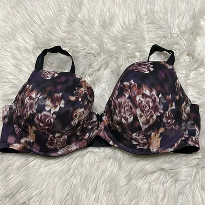Torrid 40D Bra Floral 360 Back Smoothing Lightly Lined T Shirt Back Closure - Image 1 of 4