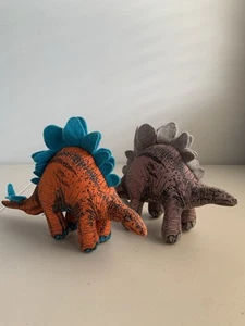 Lot If 2 Vintage Dinosaur Stegosaurus Plush Toy Applause 1992 9” Orange Purple - Picture 1 of 9