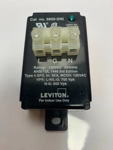 Leviton 3800-DIN Black Surge Suppressor - Picture 1 of 3
