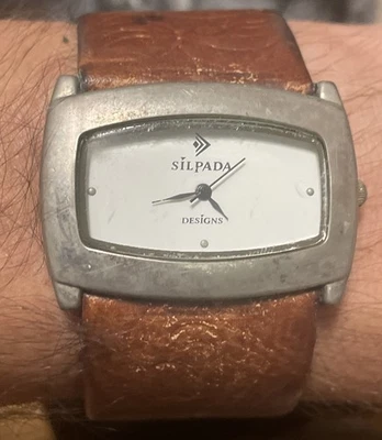 SILPADA T1138 Damas Southwest Tostado Correa de Cuero Ancha Cuarzo Batería Nueva Foto 1 de 4