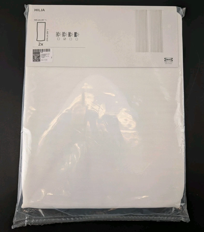 Ikea HILJA Curtains White One Pair 2 Panels 57" " 005.600.96