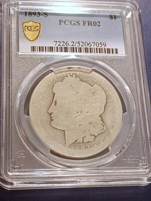 1893 S Morgan Silver Dollar $1 PCGS FR02 - Image 1 of 2