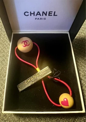 Chanel Coco Mark Heart Hair Tie Accessory Logo Pink Beige W/tags & Box Certified - Image 1 of 4