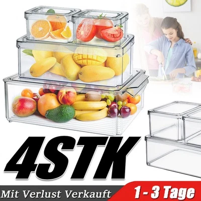 4 Stück Kühlschrank Organizer Kühlschrankbox Küchenaufbewahrung Gemüsefach Set - Bild 1 von 4