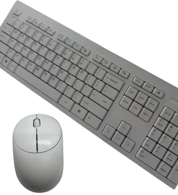 HP 125 Wired Desktop PC Keyboard & Mouse Bundle White TPA-P001k - Image 1 of 4