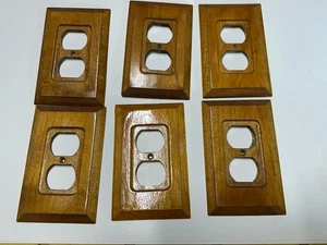 6 VINTAGE SOLID Wood Outlet Switch Plate Covers Made In Taiwan ROC - Picture 1 of 5