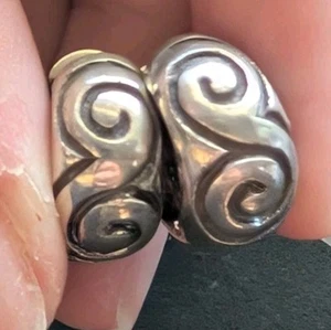 ZINA 925 Sterling Silver Oxidized Swirl Huggie Hoop Earrings - Picture 1 of 5