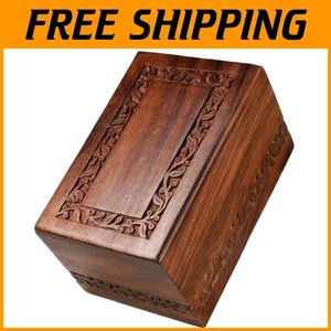 Dignified Rosewood Cremation Urn - Elegant Border Engraving - Picture 1 of 11