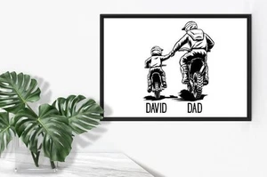 Dad daddy Father A4 Print Frame Dads Motocross Motorbike Mx Off-road Dirt Bike - Picture 1 of 2