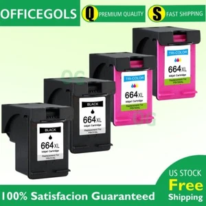 4PK 664 XL Ink Cartridge Combo Set for HP Deskjet 1115 2136 3636 3836 4536 4676 - Picture 1 of 3