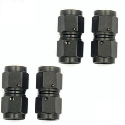 4Pcs Straight Female Swivel Coupler 6AN to 6AN Fitting Black - Image 1 of 4