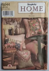 SIMPLICITY CRAFT PATTERN #8044 PILLOWS IN A VARIETY OF STYLES & SIZES HOME DECOR - Picture 1 of 6