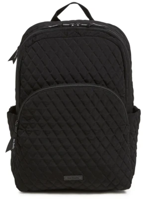 Vera Bradley Classic Black Essential LARGE Backpack Quilted Microfiber NWT - Image 1 of 4