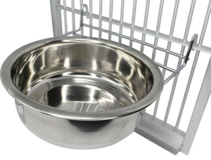 800118 Acero Inoxidable 64 oz Gancho Tazón Jaula Taza Plato Pájaro Perro Comida Agua - Imagen 1 de 3