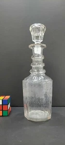 Antike Boston Sandwich Panel geschnitten Weinrebe geätzt Dekanter Flasche - Bild 1 von 10