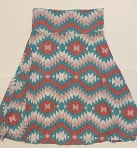 LuLaRoe Azure Size S Slinky Material Aztec Geometric Pink White Teal USA - Picture 1 of 4