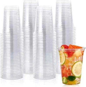 60 X 200ML Clear Plastic Disposable Drink Cups For Travel/Camping/Parties - Picture 1 of 1