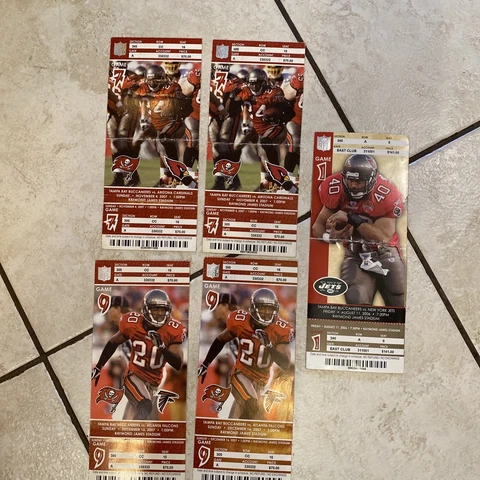 2007  NFL Tampa Bay Buccaneers Football Ticket Stubs Lot Falcons~Cardinals~Jets Cover