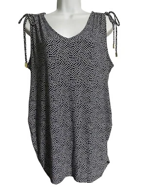 Топ женский Anne Klein темно-синий белый в горошек без рукавов размер 1X - Изображение 1 из 4