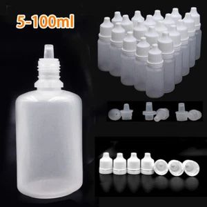 5-100ML Plastic Squeezable Dropper Bottles Eye Liquid Dropper Refillable Bottles - Picture 1 of 9