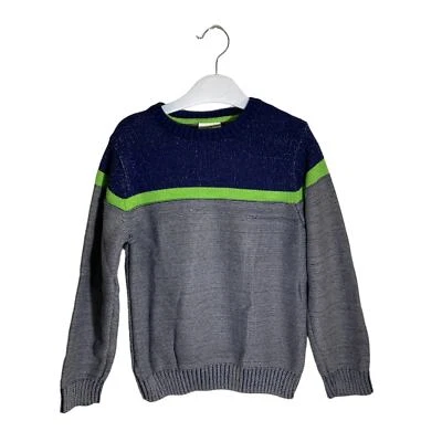 Big Boy’s Crazy 8's Long Sleeve Winter Sweater Gray Navy Blue Green Size S (5-6) - Image 1 of 4