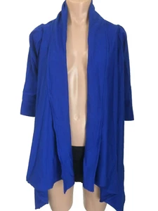 Size 8/10 Blue Drape Open Front 3/4 Sleeve Wrap Cardigan Jacket BNWT - Picture 1 of 4