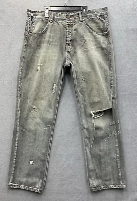 Pantalones de mezclilla Parish Nation descoloridos negros desgastados calce original talla 38X32 Foto 1 de 4