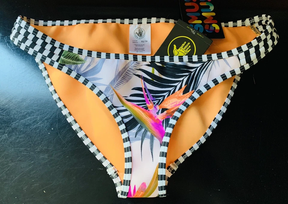 Body Glove flirty surfrider 利兹比基尼下装,热带印花 全新 — 第 1/4 张图片