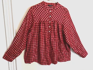 Camicetta donna Zac & Rachel 1X più rossa nera a quadri strass bottoni manica lunga - Foto 1 di 5