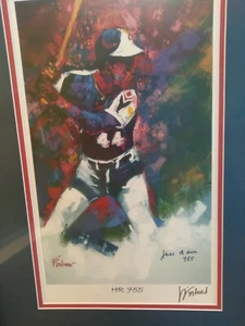 HANK AARON WINFORD ART PRINT SIGNED BY THE ARTISTS ATLANTA BRAVES FRAMED MATTED - Picture 1 of 3
