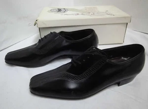 NOS Roland Zapatos de Cordones Cuero Negro Bajo True Vintage Gr.7, 5 Nylon - Imagen 1 de 1