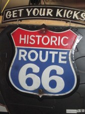 ROUTE 66 VINTAGE LOOK RED WHITE B Sign METAL SIGN HARLEY INDIAN MAN CAVE KICKS
