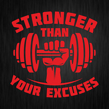 Stronger than your Excuses Gym Bodybuilding Czerwony winyl Naklejka Naklejka Naklejka