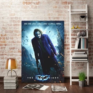 Dark Knight Heath Ledger Bat man Movie Joker Poster Canvas Print Art Decor Wall - Picture 1 of 4