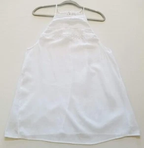 Xhilaration Tank Top Womens Medium M White Halter Sleeveless Spring Summer Sheer - Picture 1 of 9