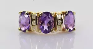 Petite Amethyst and Diamond Ring in 14k Yellow Gold 2.58 Carats Size 4 - Picture 1 of 4