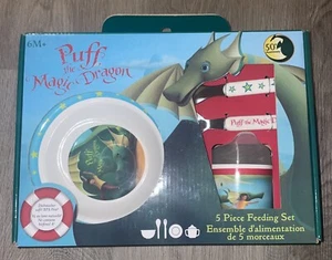 RARE Puff Magic Dragon Dinnerware Set Divided Plate Utensils Bowl Gift Pack New - Picture 1 of 5