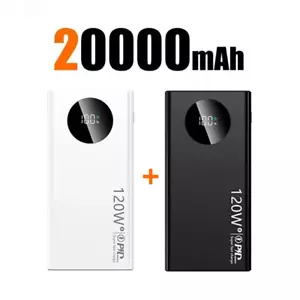 2 × 20000mAh Power Bank High Capacity 120W Super Fast Charging Portable Charger - Picture 1 of 8