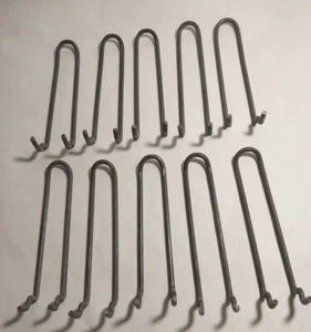Vtg Galvanized Metal Pegboard Loop Hooks 10 Heavy Duty Metal Wire Tool Hangers - Picture 1 of 8
