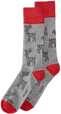 Alfani Mens AlfaTech Grey Rd Deer Seamless Moisture Wicking Long Socks Sz 10-13 - Image 1 of 2