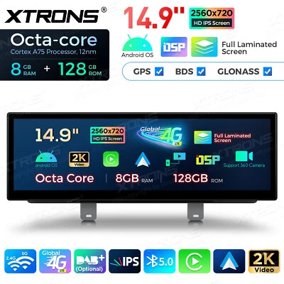 14,9" Für BMW 5er G30 G31 Autoradio Android 14 8G+128GB GPS Navi HD IPS 2560*720 - Bild 1 von 4