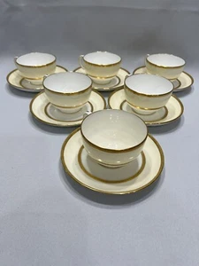 14pc Vintage Antique Minton China Yellow Gold Teacups + Saucers, England, A2242 - Picture 1 of 4